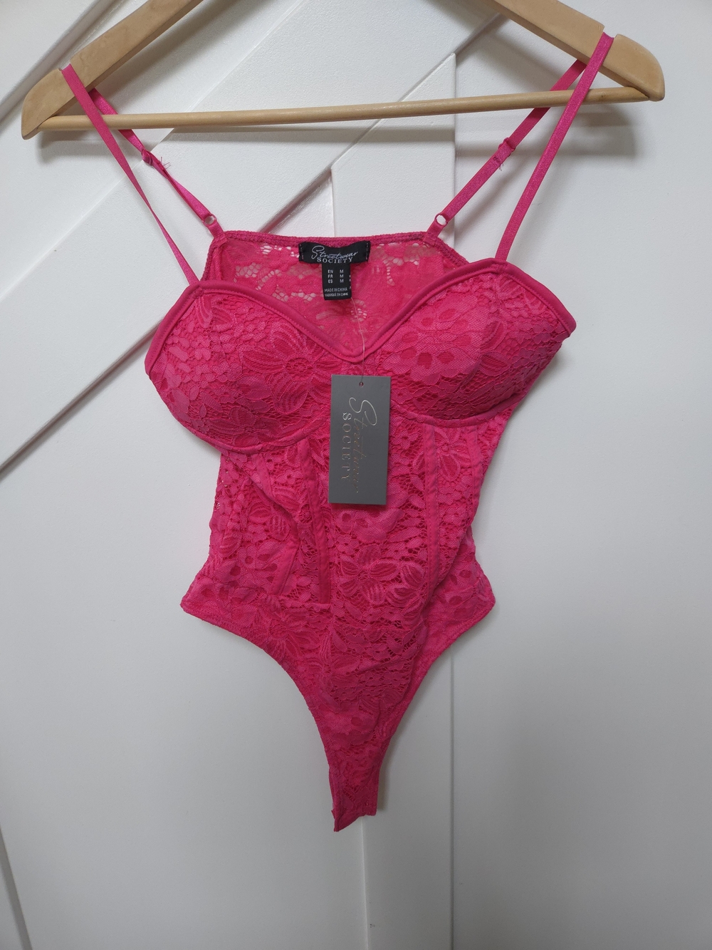 Fuchsia Lace Bodysuit Top
